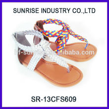 SR-13CFS609 las sandalias planas chicas de las muchachas del vendedor 2014best forman a las sandalias planas de las muchachas para las sandalias planas vendedoras calientes de las muchachas del verano de los cabritos